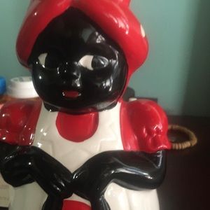 12” tall Black folk art ceramic bank